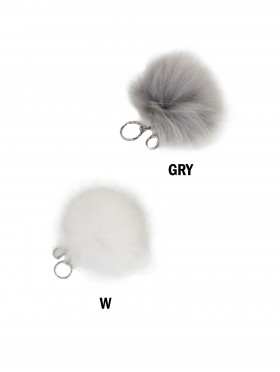 Silver Keychain W/ Fur Ball